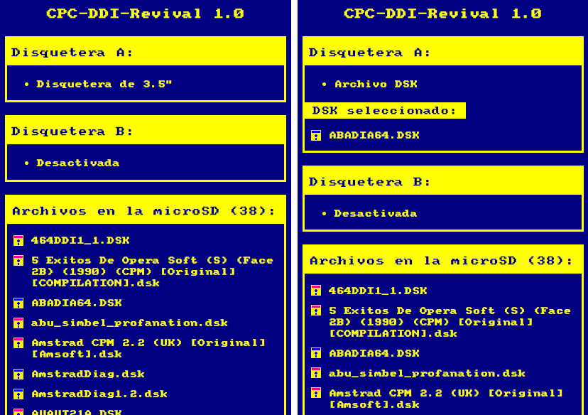 Interfaz web del circuito para la configuración de disqueteras y gestión de archivos DSK